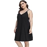 goodmansam Women's Plus Size Nightgown Sleeveless Sleepwear V Neck Adjustable Spaghetti Strap Sleep Dress Slip Night Dress
