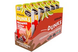 Kokada Dunks Brownie, Coconut Spread and Non-GMO Pretzels, Snack Packs, Lunchbox Snack, 1.9 Oz Each, 6 Pack