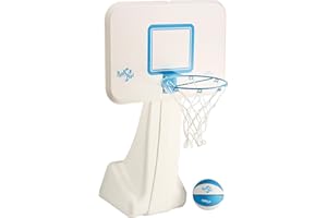 DUNNRITE Dunn-Rite PoolSport Swimming Pool Basketball Hoop w/Ball, Base, & 13.5 Inch Stainless Steel Rim for Adults & Kids