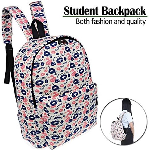 Soule Unisex Casual Canvas Backpack Laptop Bag for School/Collage/Outdoor (Lips)