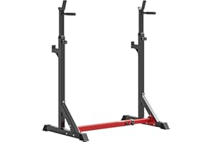 Soozier Squat Rack, Power Rack with Adjustable Height & Width, Strength Training Equipment with Barbell Storage Racks & J-Hoo