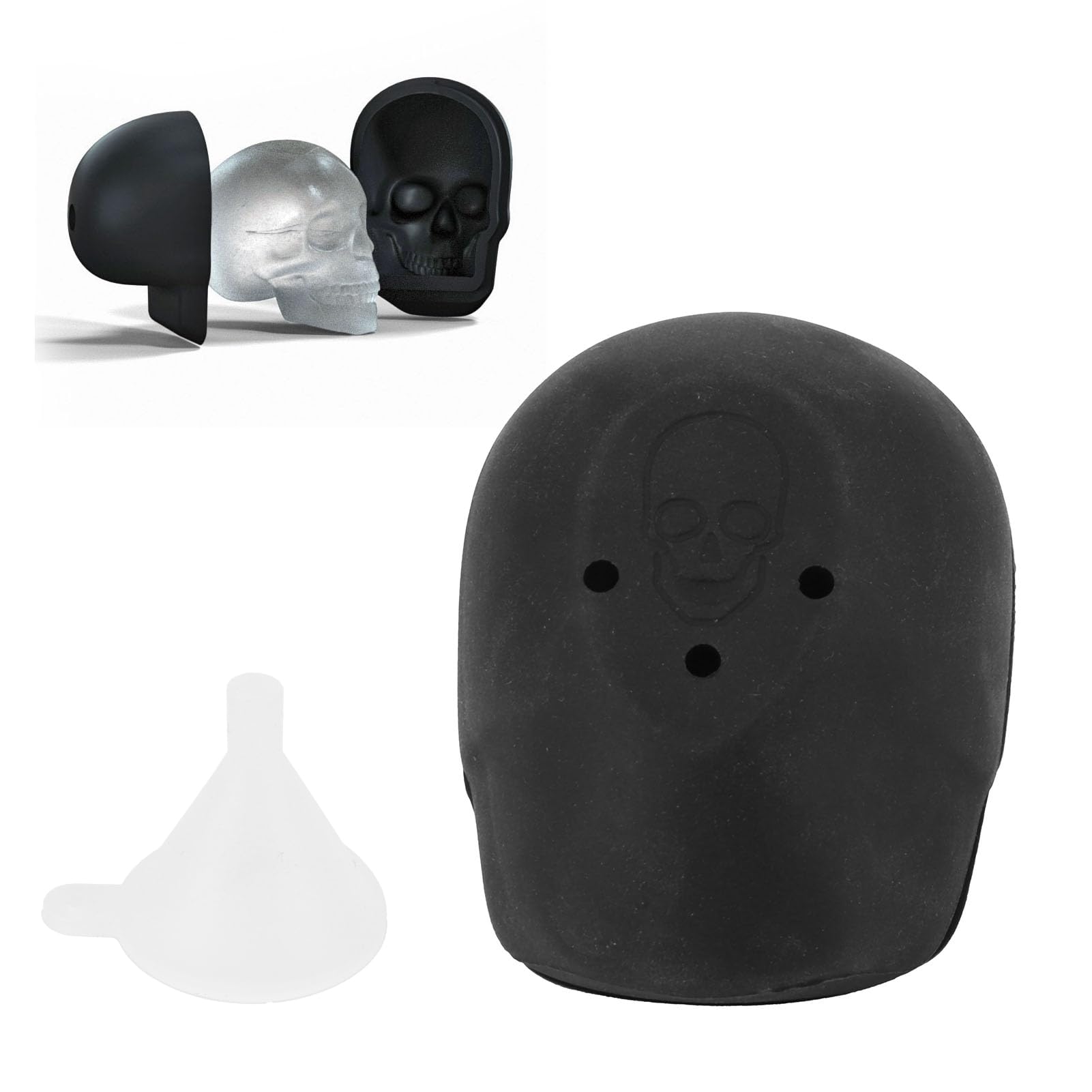 Small Whiskey Ice Ball Mold Skull, 3D Skull Ice Mold Tray, High Grade Silicone Ice Cube Molds Super Flexible Single Hole Ice Tray, Small Sphere Ice Cubes, for Whiskey, Cocktails, Beverages