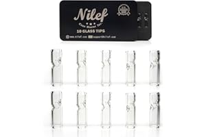 Nilef Premium Glass Filter Tips | Reusable Mouthpieces for Rolling | Ø9mm Diameter x 31mm Length | Round Mouth for Hand Rolls