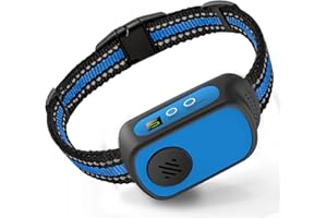 CZCCWD Rechargeable Dog Bark Collar with Beep Vibration and Shock,Anti Barking Collar for Small Medium Large Dogs, Humane Dog Training Device with 5 Adjustable Sensitivity Levels (Blue)