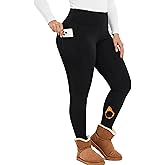 ZORBA Women's Plus Size Fleece Lined Leggings Cold Weather Thermal Warm Winter Tights High Waisted Yoga Pants with Pockets