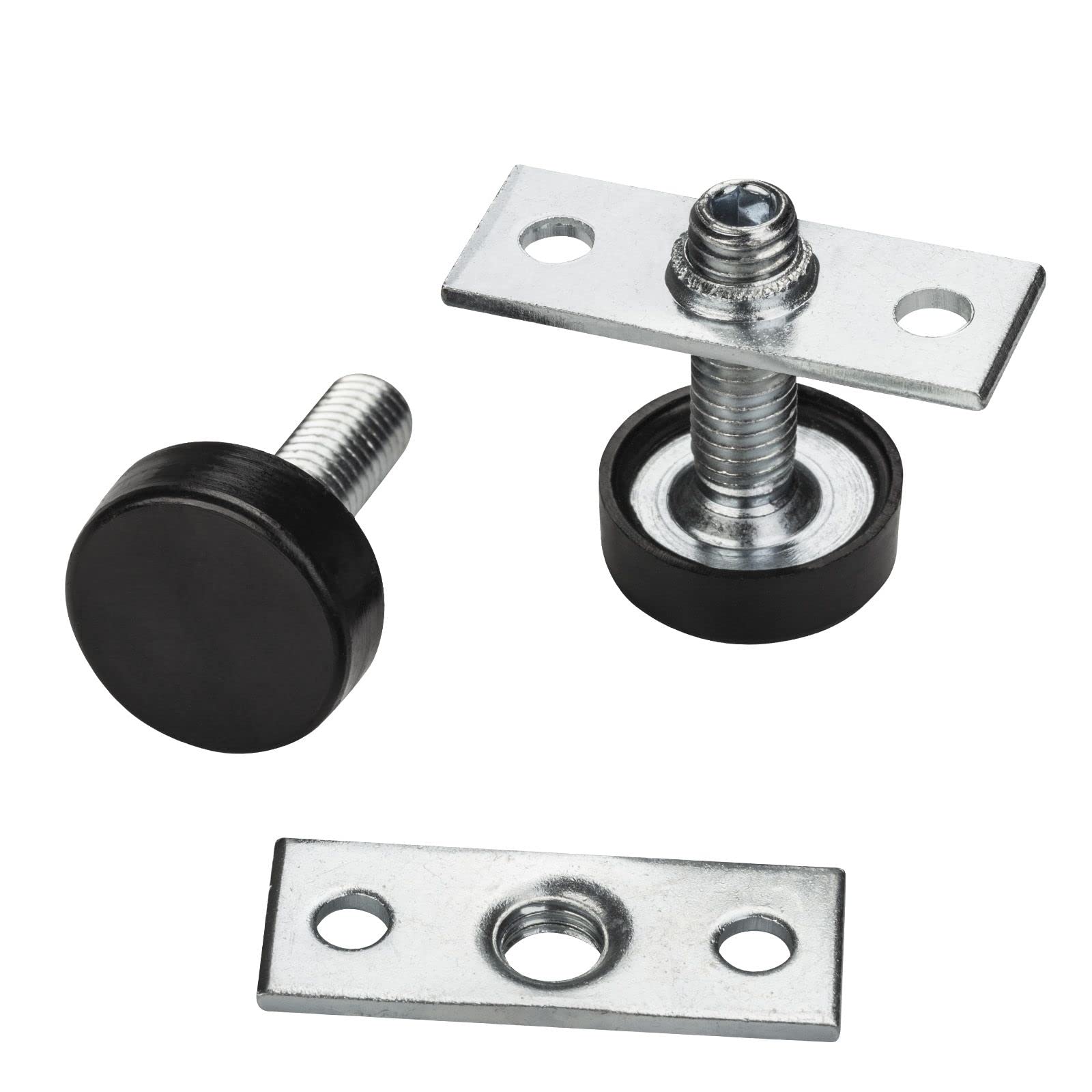 SOTECH Adjustable Feet M8 x 20 mm (Total Length Including Floor Gliders: 25 mm) with Mounting Plate Adjusting Feet Furniture Screw Adjusting Screw Pack of 10