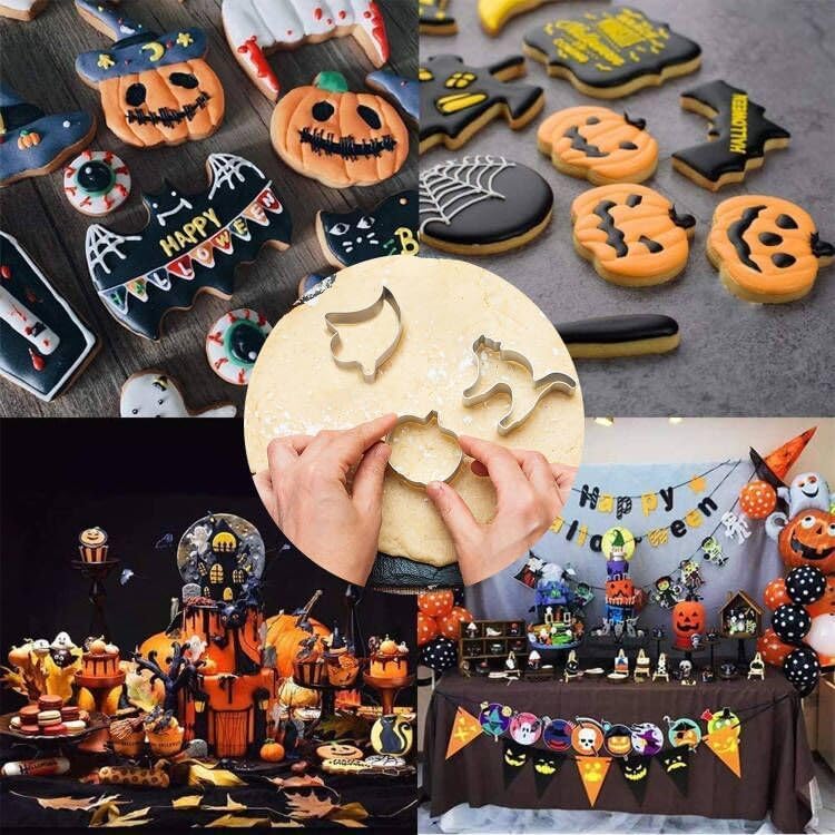 Conjunto de 11 cortadores de bolachas de Halloween em aço inoxidável - Abóbora, Fantasma, Gato, Morcego, Chapéu de Bruxa — foto 7 de 7