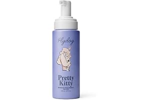 FLYDOG Pretty Kitty Waterless Cat Dry Shampoo – No Rinse, Lick-Safe, Moisturizing for Dry Skin, Detangler, Deshedding, Itchy Skin– Soap-Free Spray Foam for Kittens, Grooming Bathing Hydrat Softening Formula