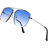 FEISEDY Sunglasses, Fashion Square Pilot Sunglasses, Vintage Metal Gradient Glasses for Men and Women, B4104