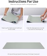 YSAGi Leather Desk Mat Large 80x40 cm Non-Slip Waterproof Grayish Green view 9