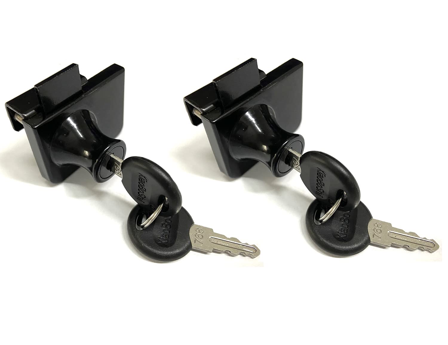 Black Glass Cabinet Lock with 2 Keys Single Swing