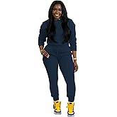 TOPSRANI Womens Two Piece Outfits Bodycon Tracksuit Sweatsuits Hoodie Solid Jogger Biker Workout Lounge Long Sleeve Pant Sets
