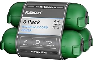 Flemoon [3 Pack] Outdoor Extension Cord Safety Cover, IPX4 Weatherproof Electrical Box to Protect Outdoor Outlet, Plug, Socket, Halloween, Christmas Holiday Decoration Light, Green