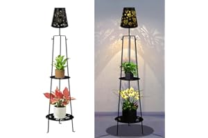 Stargarden Outdoor Floor Lamp, Butterfly Pattern Solar Outdoor Lights Waterproof Porch Decor with Plant Stands, Metal Solar Garden Lights for Patio