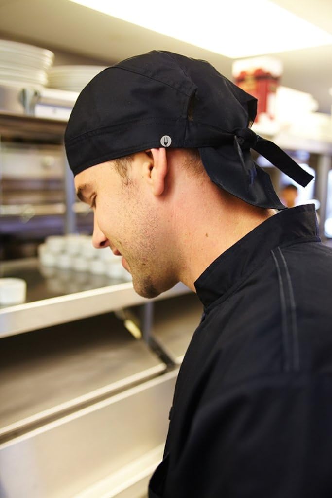 Chef Works Unisex Head Wrap Skull Cap, Black, One Size: Chefs Clothing: Clothing