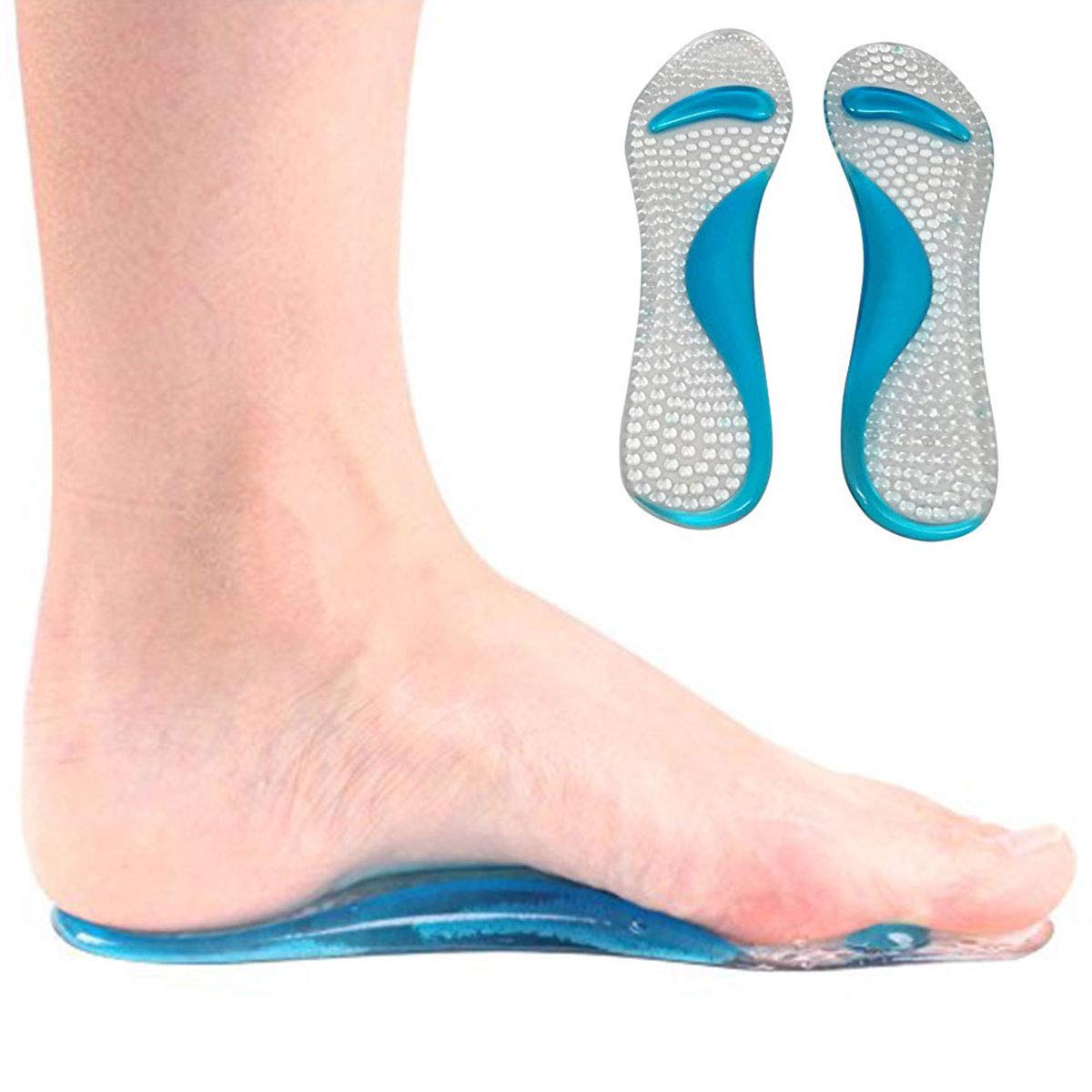 Pedimend Arch Support Insole for Flatfoot - Flatfoot Correction Massage Shoe Pad - Anti Slip High Heel Shoe Pads - Prevent Blisters, Corns and Callus - Foot Care (Blue) (1PAIR - 2PCS)