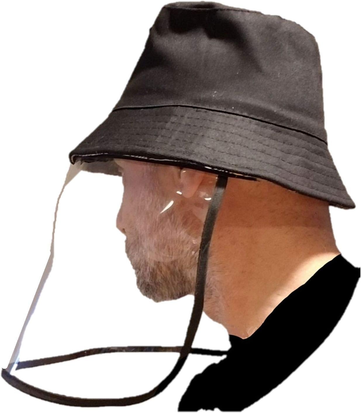 Face Mask Hat With Frontal Shield - Cap with Visor Screen for Saliva and Sneeze Protection - Wearable Facial Screen - Universal Fit [black] - Germise HWV-1000