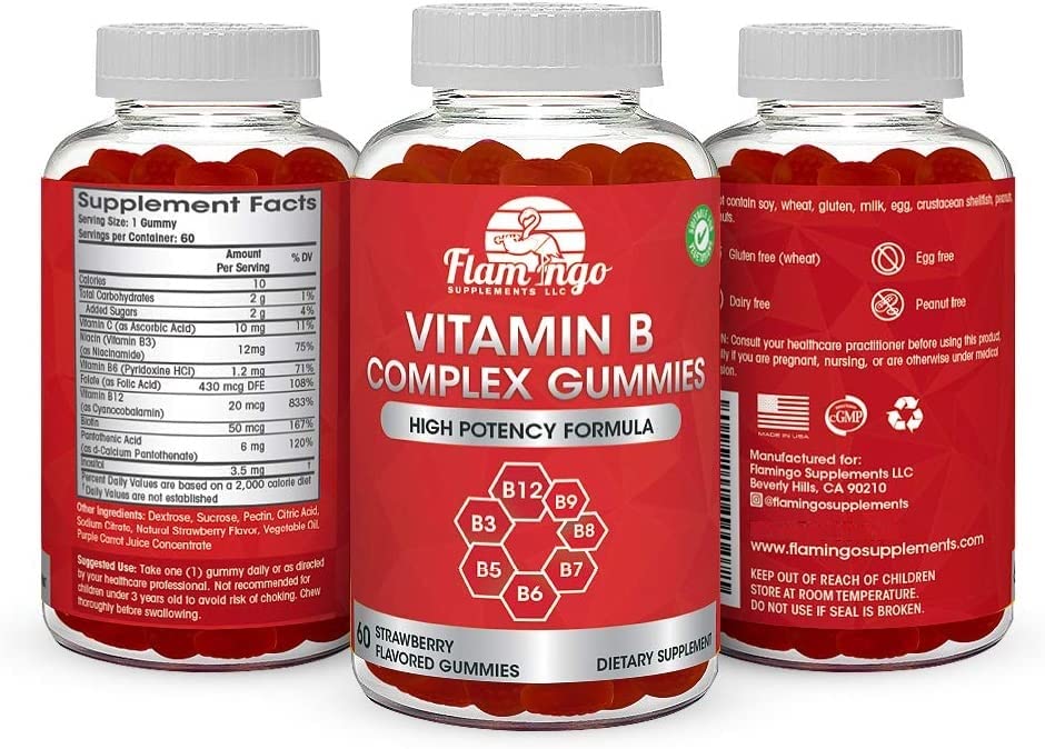 Vitamin B Complex Gummies Vitamin B12, B7, B6, B3 (Niacin), B5, B8, B9