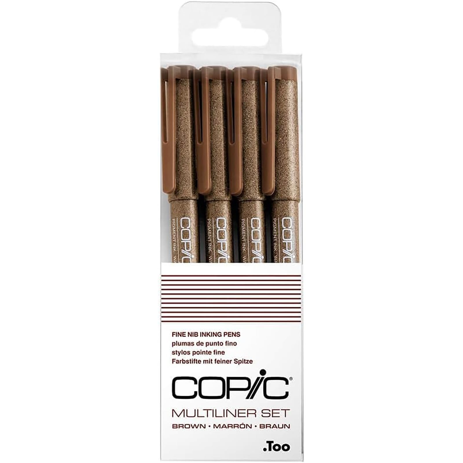 COPIC Multiliner Coloured Marker Pen - brown Set 4 pcs. assorted, For Art & Crafts, Colouring, Graphics, Highlighter, Design, Anime, Professional & Beginners, Art Supplies & Colouring Books