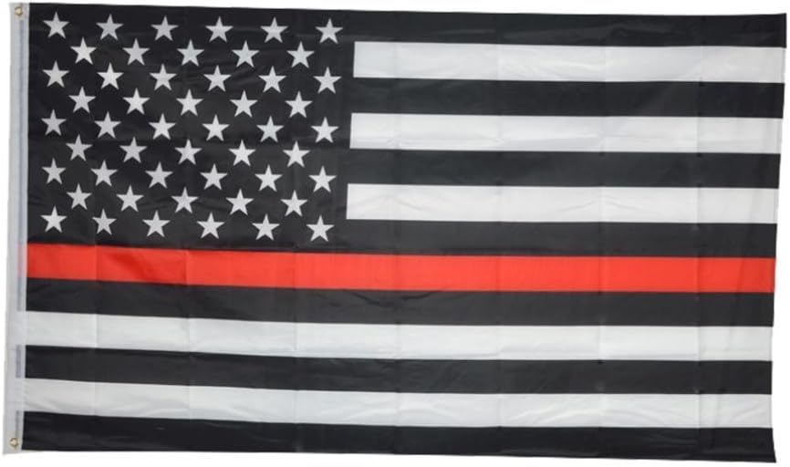 DANF Thin Red Line Flag 3x5 Foot Black White and Red American Flag Honoring Firefighters and EMTs