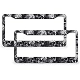 JOJOART Grunge Skulls Halloween License Plate Frame-2 Pack Front Rear Aluminum Bone Gothic Style Car Tag Holder License Plate Cover Accessories 2 Hole Fits Standard U.S. Vehicles 12.2 * 6.3in