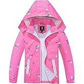 Kids Rain Jacket Waterproof Raincoat Mesh Lined Coat with Removable Hood for Boys Girls