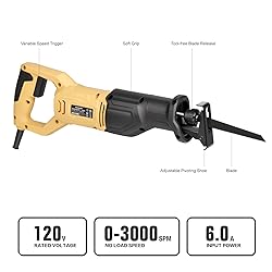 Inequalit 6Amp Reciprocating Saw, 3000SPM Variable
