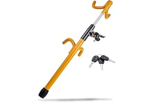 Dodomes Steering Wheel Lock Anti-Theft Heavy Duty Secure Car Device, Adjustable Length Clamp Double Hook Locks Universal Fit Yellow