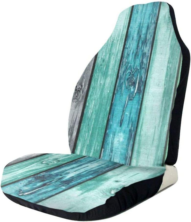 N\ A Car Front Seat Covers for Women Men Turquoise Wooden