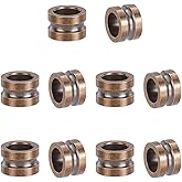 HOBBIESAY 10Pcs Paracord Beads Brass Large Hole Lanyard Beads Antique Bronze Column Bead for Paracord Bracelets Keychains 0.35 Inch Diameter 0.24 Inch Hole for Outdoor Gear Accessories