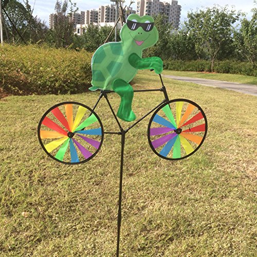 Ladaidra Wind Spinner, Animal on Bike 3D Colorful Wheel Stand Decor Windmill for Farm Yard Lawn (Turtle) - Thumbnail 7