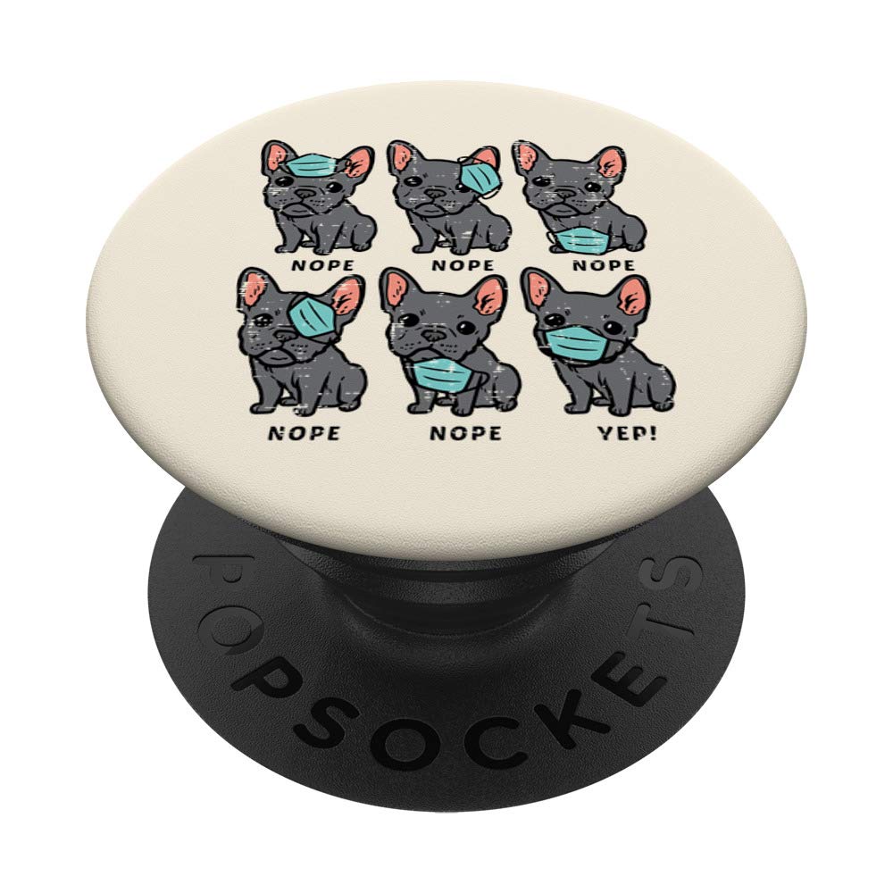 PopSockets French Bulldog In Mask Funny Frenchie Quarantine Dog Gift PopSockets PopGrip: Swappable Grip for Phones & Tablets