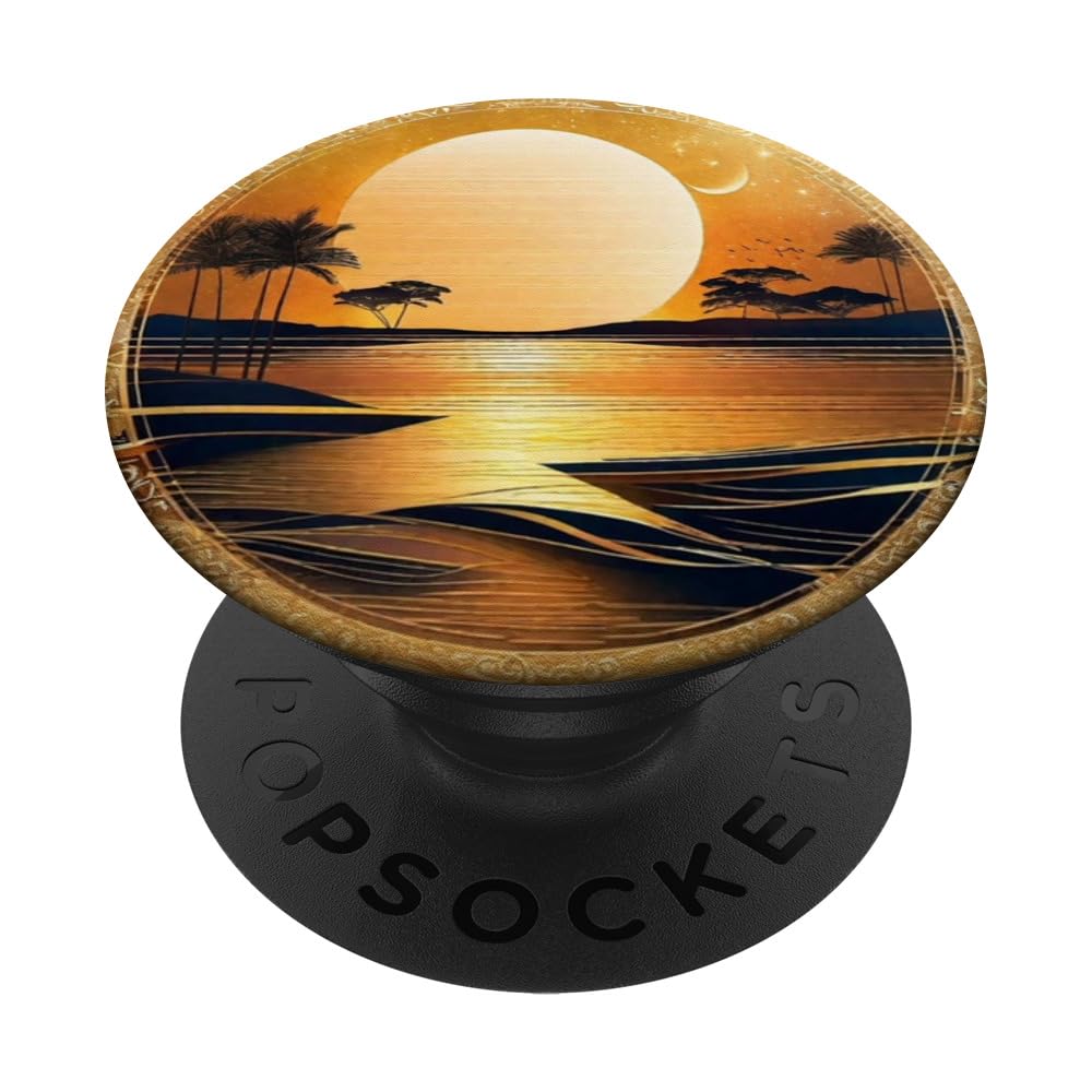 Surreal Vintage Summertime Beach Retro 1980s Palm Trees PopSockets Swappable PopGrip