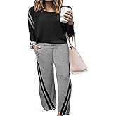 Chulianyouhuo Womens Plus Size 2 Piece Outfits Tracksuit 2025 Fall Lounge Set Wide Leg Pants Long Sleeve Tops Sweatsuit