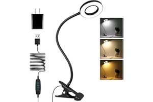 iVict Desk Light Clip on Light, 56 LEDs Desk Lamp for Home Office, 3 Modes with 10 Brightness Dimmable Reading Light, Clamp Desk Lamp for Bed Headboard, Craft, Computer, Video Call