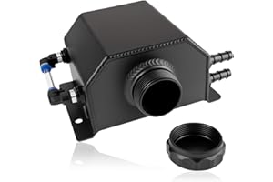 YEYETUO Coolant Overflow Tank, Aluminum Coolant Reservoir Tank, 1L Black Radiator Reservoir Expansion Tank for Universal Cars