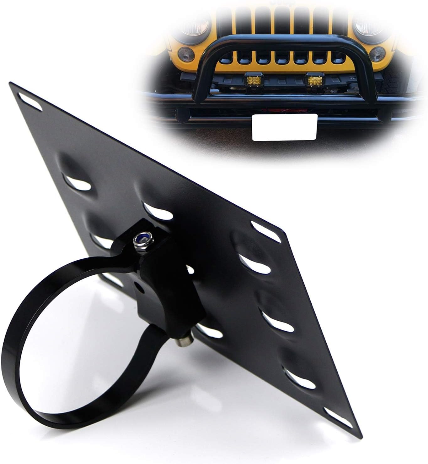 iJDMTOY No Drill Required 3-Inch Bumper Guard Tube Mount License Plate Bracket/Holder