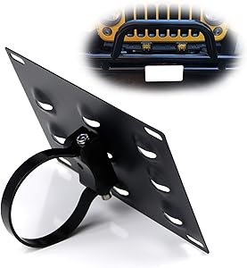 iJDMTOY No Drill Required 3-Inch Bumper Guard Tube Mount License Plate Bracket/Holder