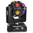Dreamland Moving Head Beam Light LED RGBW Moving Head Disco Light DJ Lights DMX 512 with Sound Activated for Stage Lighting Party Disco Club (12), BL-01, Black