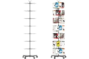 YEOOE Upgraded Retail Display Stand 7 Tier Spinning Display Stand, Movable Shop Spinner Rack with Hooks, Retail Display Racks for Jewelry Keyring Hats Socks Toys (Black)