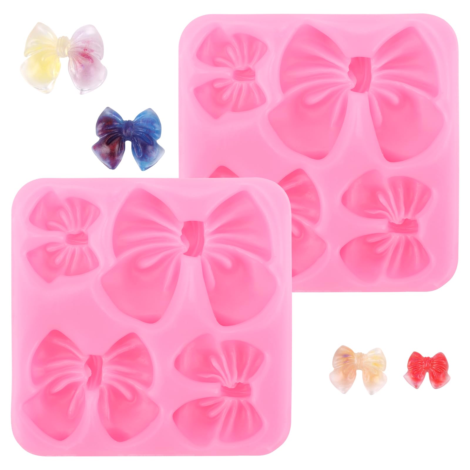 Photo 1 of 2pcs Bow Mold, Bow Chocolate Fondant Mold Silicone Cake Pop Molds Cake Craft Molds Bowknot Candy Mold for Supplies Baking DIY Decoration (Square)