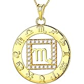 Zodiac Sign Necklace 925 Sterling Silver 12 Constellation Pendant & Rings Horoscope Astrology Jewelry Crystal Cubic Zirconia Birthday
