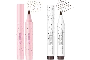 SUMEITANG Lifelike Freckle Pen - 2 Colors (Light Brown & Dark Brown), Waterproof, Quick Dry, Soft Dot, Natural, Magic Fake Freckles Makeup Pen