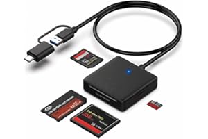Memory Card Reader, 4in1 USB 3.0 and USB-C to SD Micro SD MS CF Card Reader Adapter, 4 Cards Simultaneously Read and Write, C
