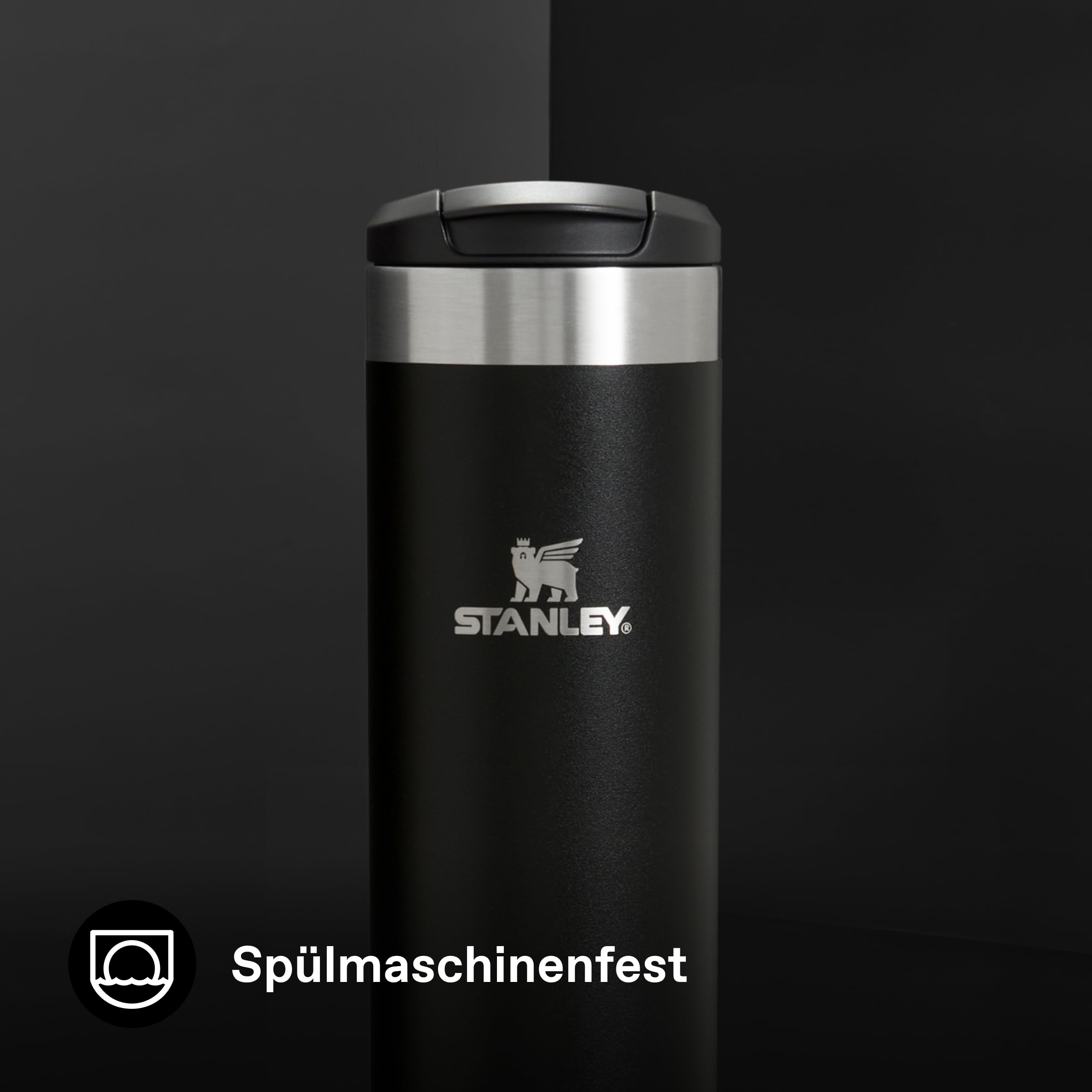 STANLEY 1913 Aerolight Transit Thermobecher 0.6L - Hält 6 Stunden Heiß - Spülmaschinenfest - Kaffeebecher To Go Auslaufsicher - Kompatibel Mit Gängigen Pkw-Getränkehalterungen - Black 2.0 6