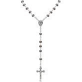 Paialco Crystals Beads Linked Chain Crucifix Catholic Rosary Necklace, 55 cm / 30+6 Inches