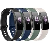 Vancle 4 Pack Bands for Fitbit Inspire 2 Bands/Fitbit Inspire HR for Women Men, Adjustable Soft Silicone Sport Wristband for Fitbit Inspire 2 / Inspire HR/Inspire/Ace 3 / Ace 2