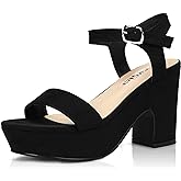 Women's Platform Heels Ankle Strap Wedges Sandals Suede Block Chunky Peep Toe Elegantes Wedding Sexy Comfortable Dress Shoes