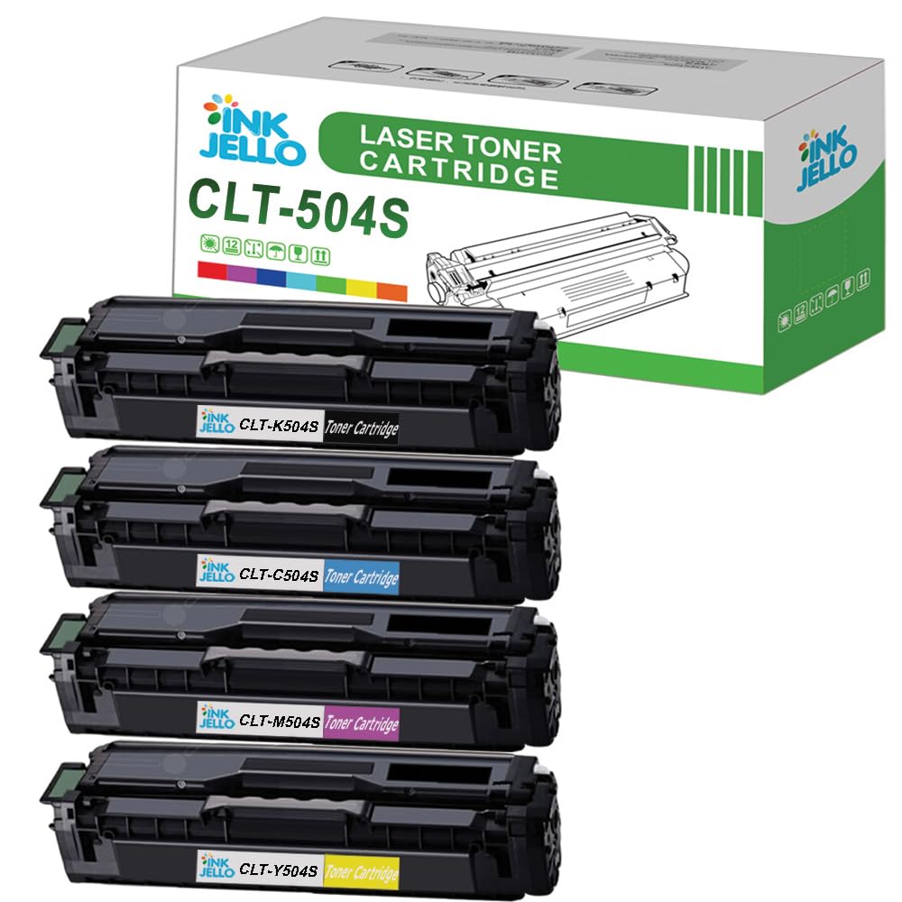 InkJello Compatible Toner Cartridge Replacement for Samsung CLP-415N CLP-415NW CLX-4195FN CLX-4195FW Xpress SL-C1810W Xpress SL-C1860FW CLT-504S (K/C/M/Y, 4-Pack)