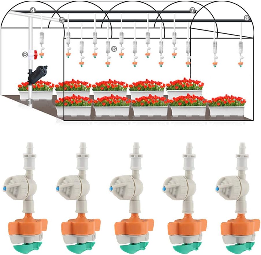 5 Pcs Garden Irrigation Misting Nozzles, 360 Degree Rotating Suspension Micro Sprinkler Nozzles for Flower Beds Vegetable Gardens, Lawn - Image 5